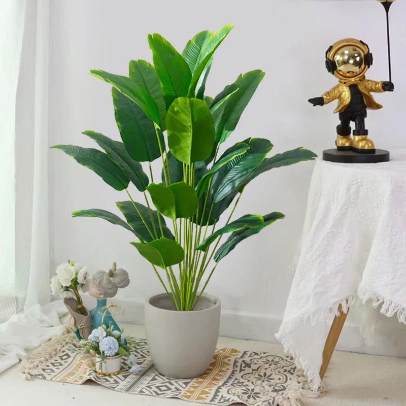 Large Non-Flowering Green Indoor Resin Plastic Artificial Monstera Tropical Palm Tree Plants