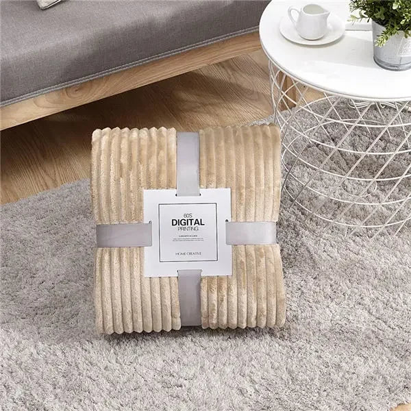 Solid Colored Striped Pattern Soft Warm Coral Fleece Polyester Flannel Blankets/Colors-Light Gray/Dark Gray/Dark Blue/Sky Blue/ Purple/ Yellow/Coffee/Pink/Khaki/Ivory/Machine Washable