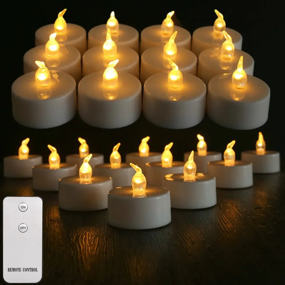 Plastic Flameless LED Electronic Small Round Flickering Flame Small Round Tea Lights Candles/CR2032 Button Batteries( Not Included)Colors-White/Yellow