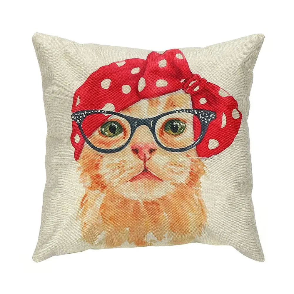 Printed Cute Cartoon Cat Polyester Pillowcase Covers/ Machine Washable/Size: 45 x 45cm