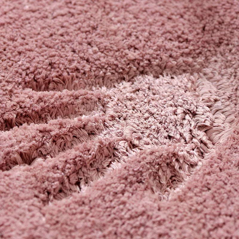 Soft Fluffy Waterproof Polyester Hand-Machine Washable Anti-Slip Fade Resistant Thick Plush Bathroom Mats/Colors-Gray/Beige/Pink/Brown/Red/Blue/Multicolor