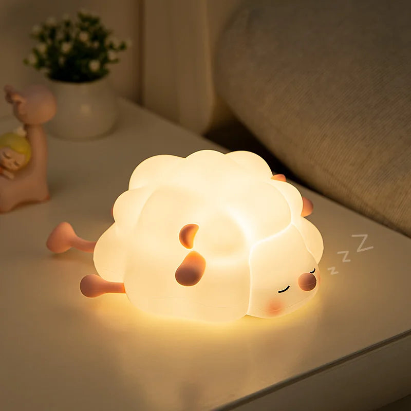 No-EN-Name-Null Kids Warm White LED Resin Body Cute Adorable White-Beige Rabbit Shaped Animals Night Lights-Ambient Lighting /USB Charging Cable/Bulbs Included/DC-Powered/Colors-Beige/White/Animal