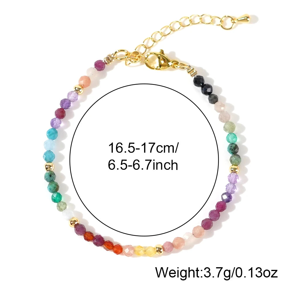 GO2BOHO Adults Women Professional Handmade Round Copper 18K Gold-Plated Geometric Multicolored Beads Rope Chain Fine Imitation Bracelets