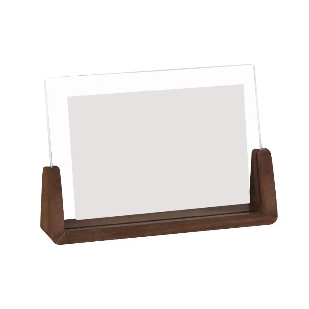 Flexible Strong Rectangle Clear Acrylic Brown Wood Base Photo Frames