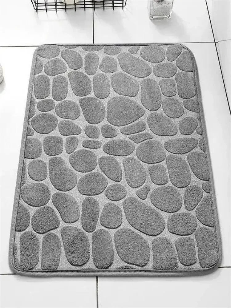 Soft Durable Memory Foam Non-Slip Printed Pebble-Like Coral Stone Design Polyester Bathroom Mats/ Colors-Grey/ Light Yellow/Russet/Size: 40x60 cm