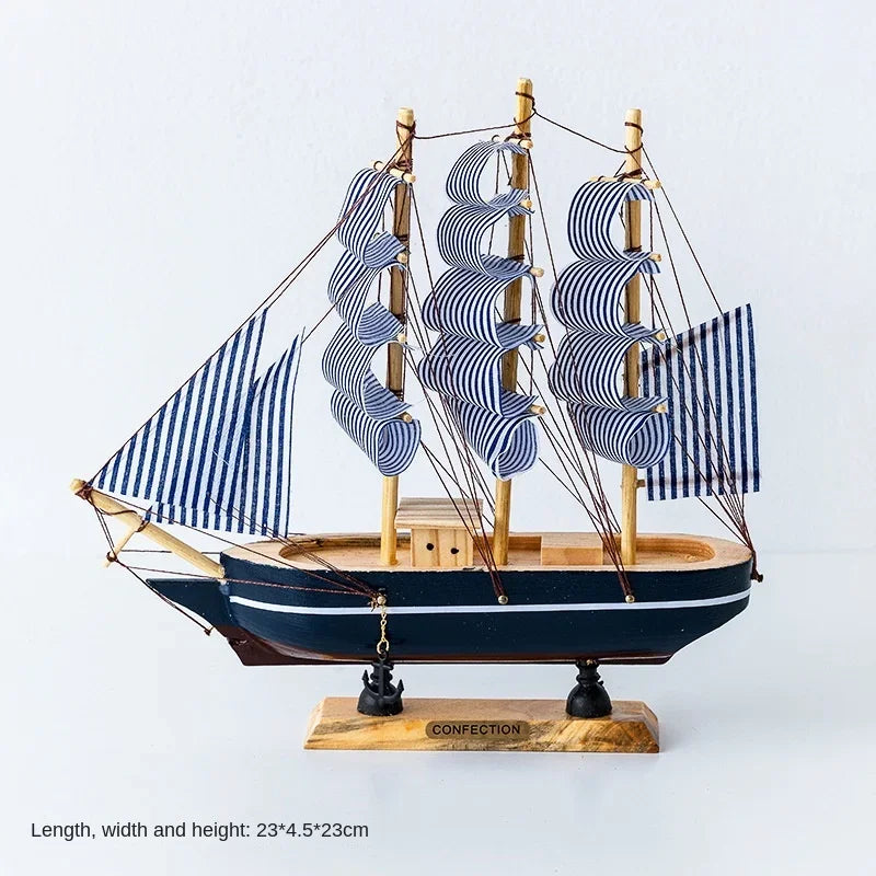 Wood/Fabric Nautical Sailboat Models/Colors-White/Black/Blue