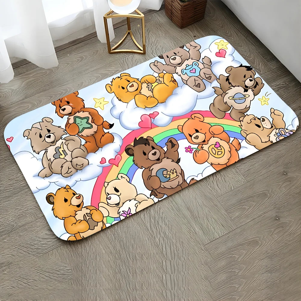 Non-Slip Fade Resistant Care Bears Theme Nylon Rectangle Floor Mats/Colors-Pink/Blue/Multicolor