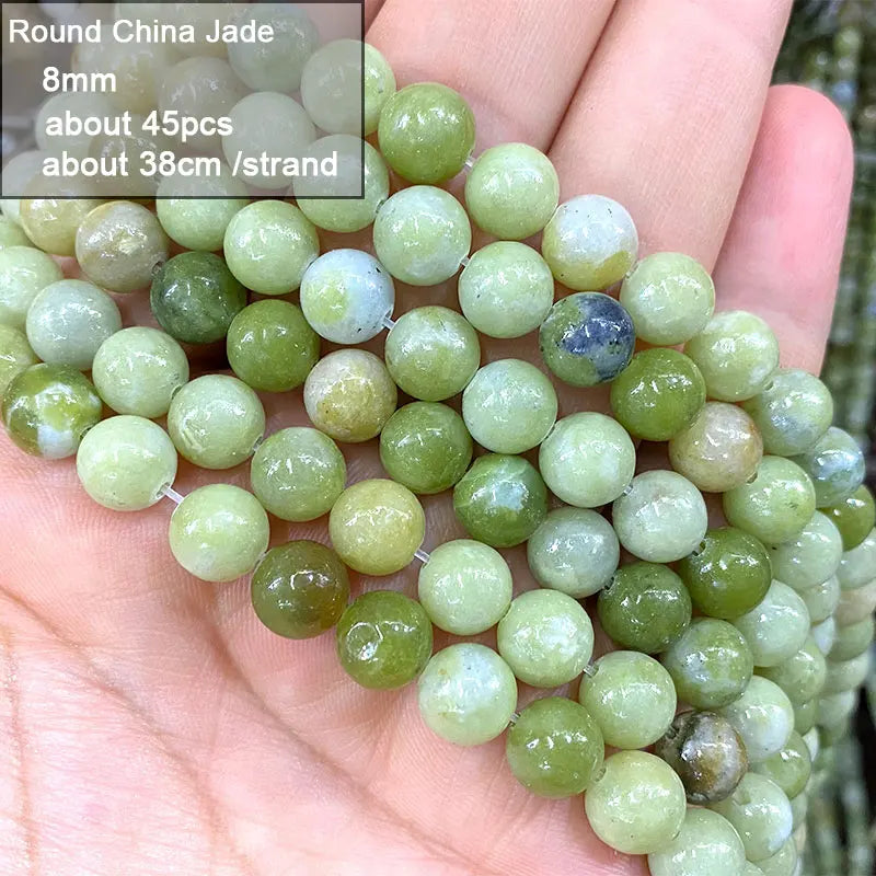 Wholesale 100% Natural Green Jade Cylinder Square Irregular Faceted Round Stone Beads for Jewelry Making Diy Bracelet Charms