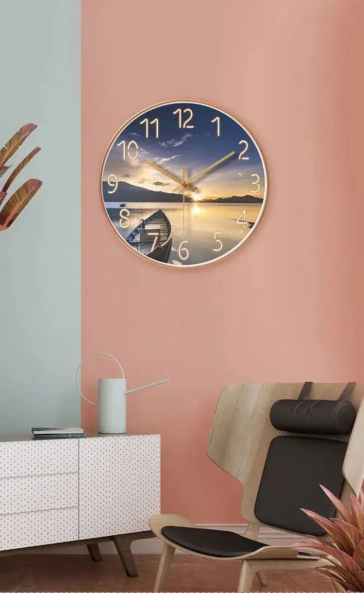 Nordic Round Wall Clock / Colors-Black/Blue/White/4 Styles