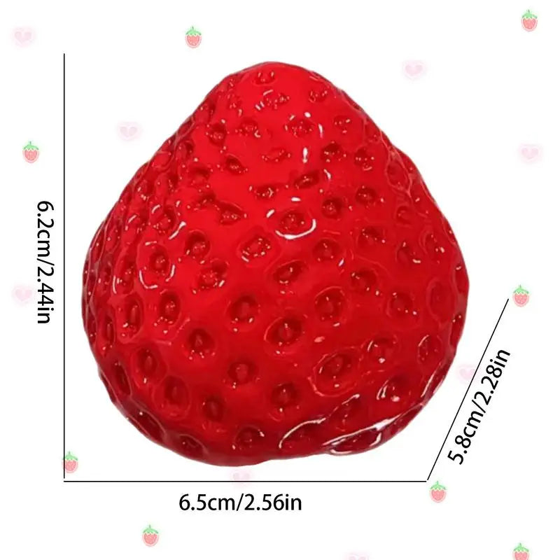 TPR Plastic Cute Squishy Realistic Red-Pink Strawberry Mochi Squeeze Simulating Slow Rebound Anxiety-Stress Relieving Fidget Toys/Ages: 13-18 + Years Older
