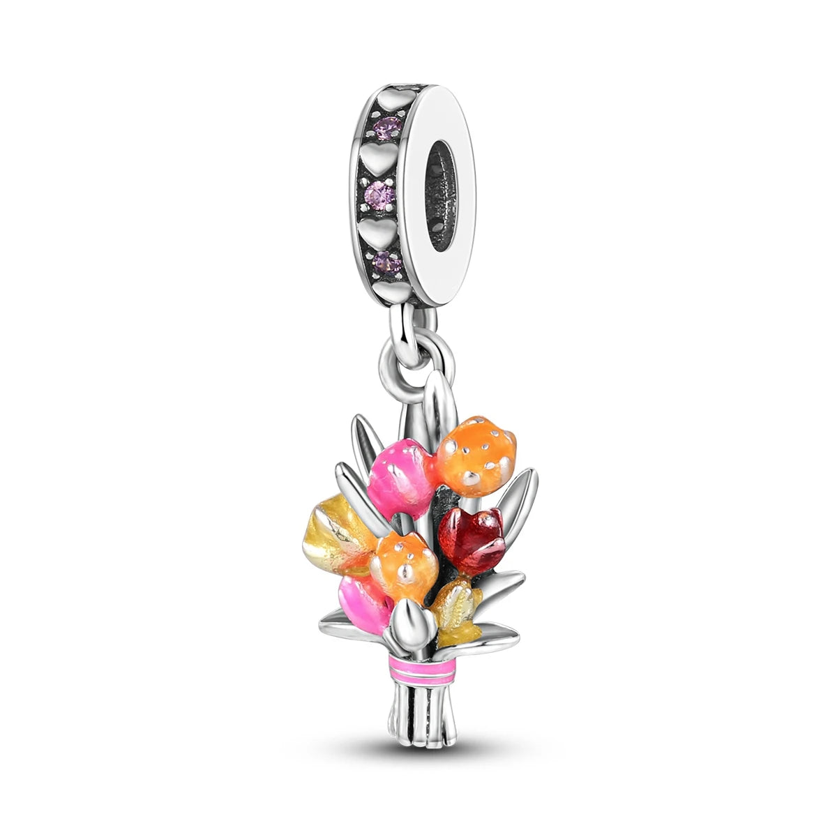 Fine Irregular Silver Plated Round Charms-Pendants Rope Link Bracelets/Colors-Silver/Pink/Multicolor/Floral/Animal