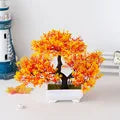 Small Artificial Plastic Non-Flowering Magnoliopsida Bonsai Tree Rectangle Pot/Colors-Orange/Green/Purple/Pink