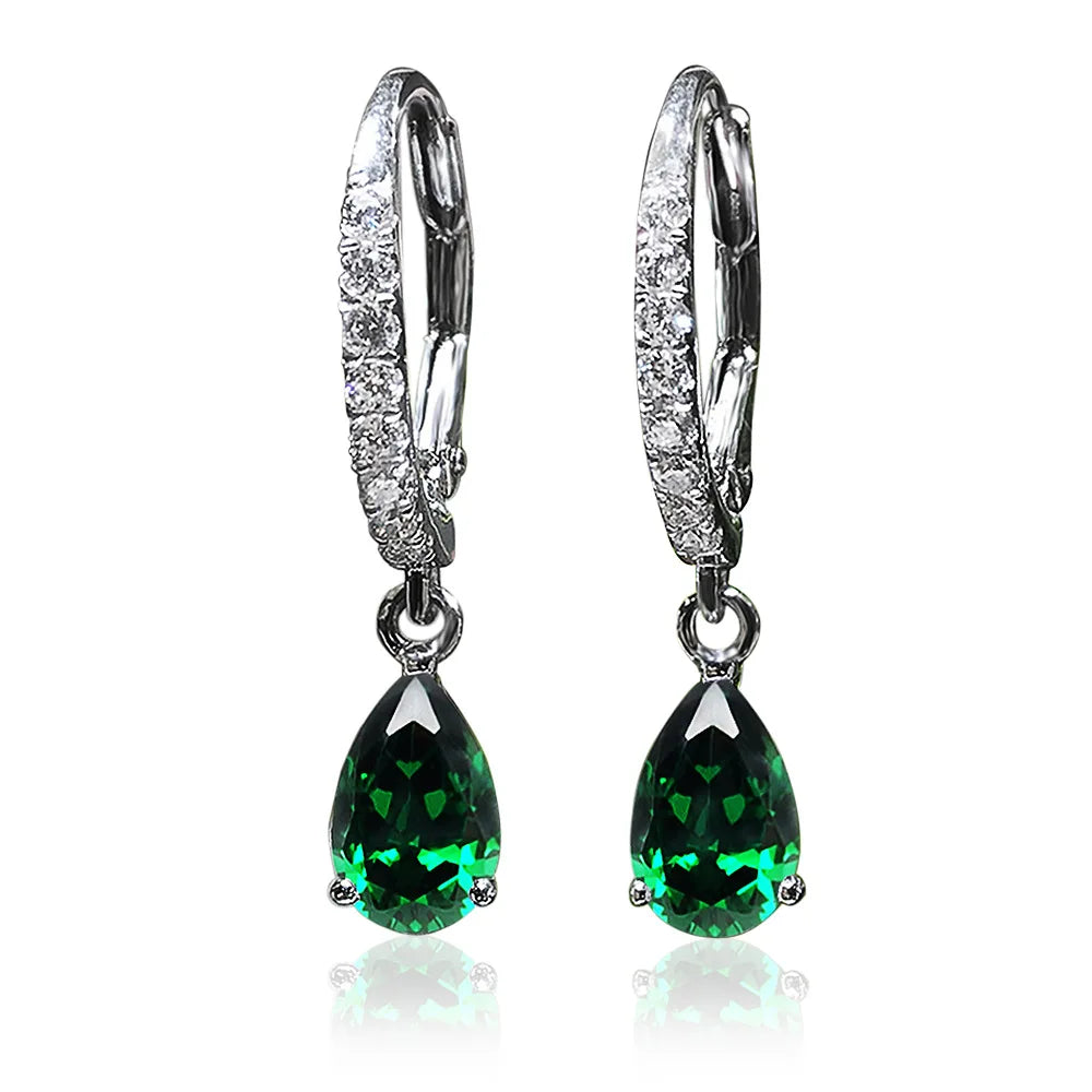 Valuable Lab Emerald Diamond Dangle Earring Jewelry 925 Sterling silver Party Wedding Drop Earrings for Women Engagement Gift