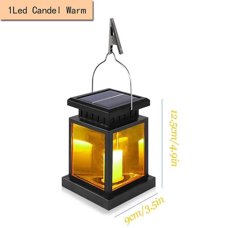 Outdoor SOLAR Warm Black Waterproof Plastic Square LED Lamp Beads Low Power Built-In Energy Storage Palace Lantern Lights/ 1 Handle/ 1 Clip