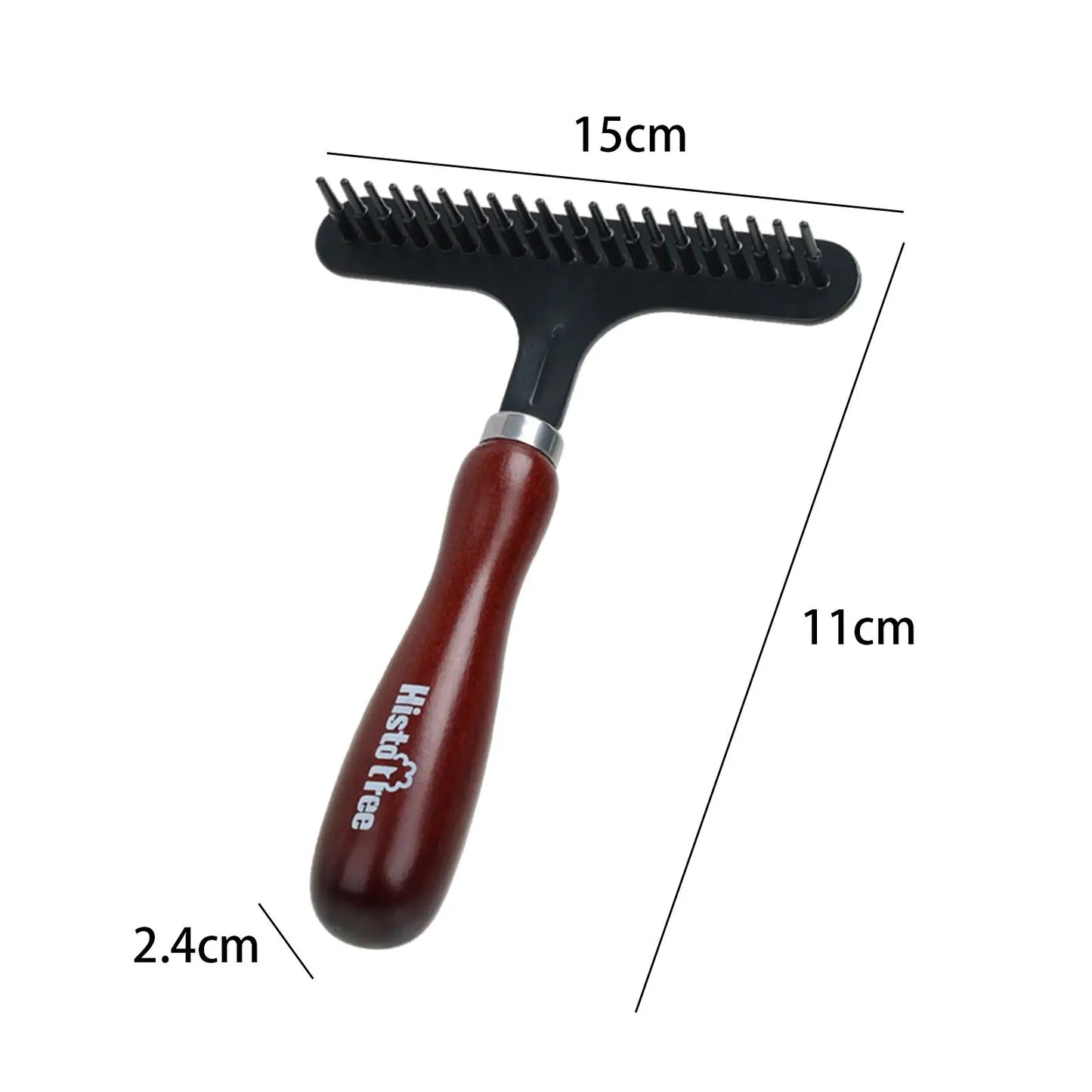 HOMYL Indoor Handheld Manual Portable Brown Solid Wood Handle Brown-Black Metal Teeth Head Grooming Rakes Carpet Sweepers