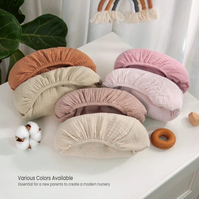 Babies 2 PCS Set Removable Cotton Fabric Diaper Changing Pad Breathable COVERS/Machine Washable/Easy To Install /Colors-Beige/Blue/Green/Pink/Brown/Multicolor