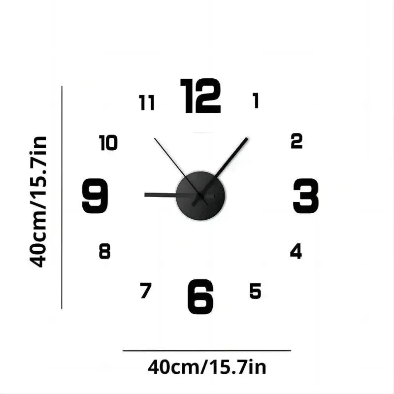 Modern Frameless Silent Large 3D DIY Quartz Digital Single Face Wall Clock Acrylic Mirror Stickers/Battery Powered/Colors-Black/Red/Gold/Orange