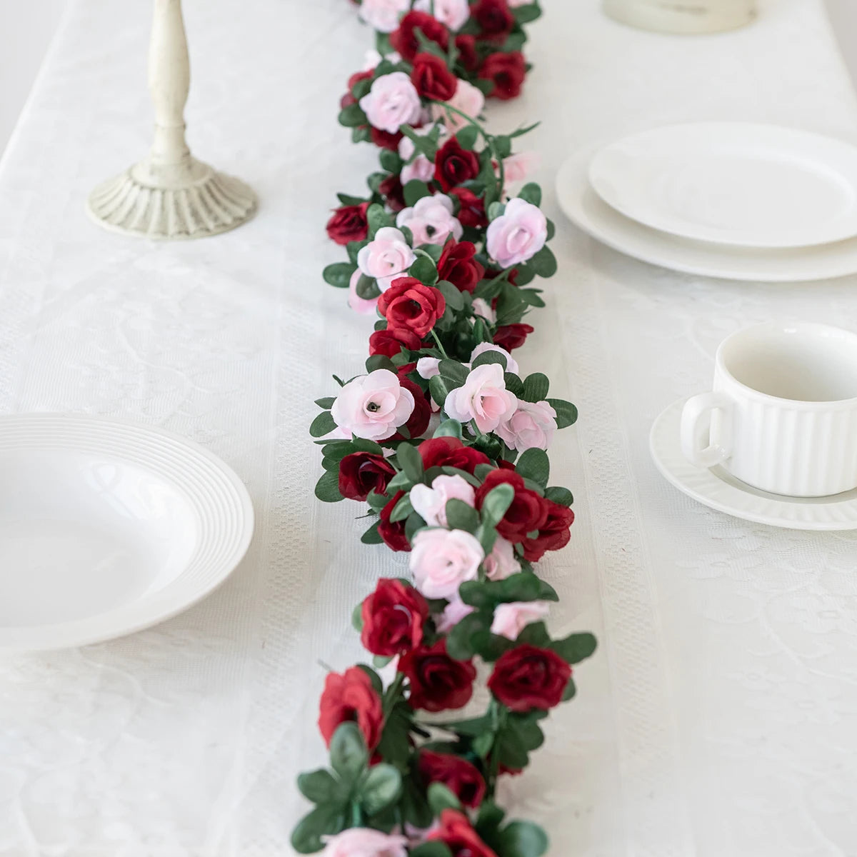 Plastic Artificial Climbing Flowering Silk Rose Vines/Colors-Light Blue/Red Rose/Deep Blue/Black/Light Purple/Champagne/Deep Pink/Orange/Plum/Beige/Light Blue/Burgundy