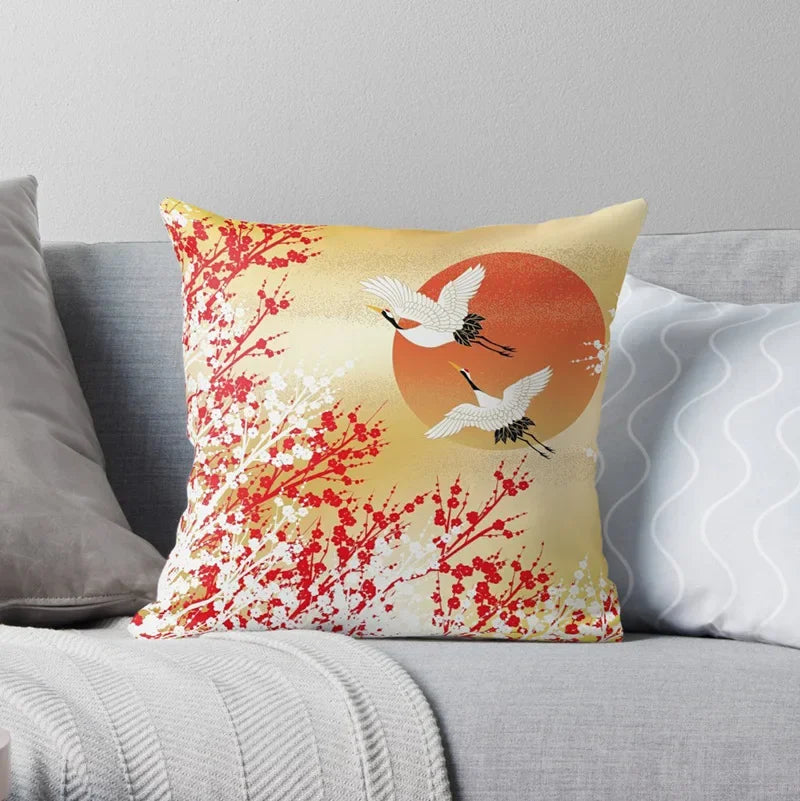 100% Polyester Square Chinese Style Pillowcases/Colors-Animal/Red/Multicolor/Yellow/White/Navy/Gray