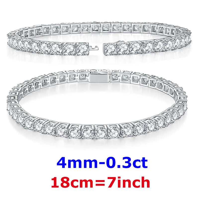 DJMAX 3-6.5mm Full Moissanite Tennis Bracelet For women Original 925 Sterling Silver Man's Moissanite Tennis Chain New 2023