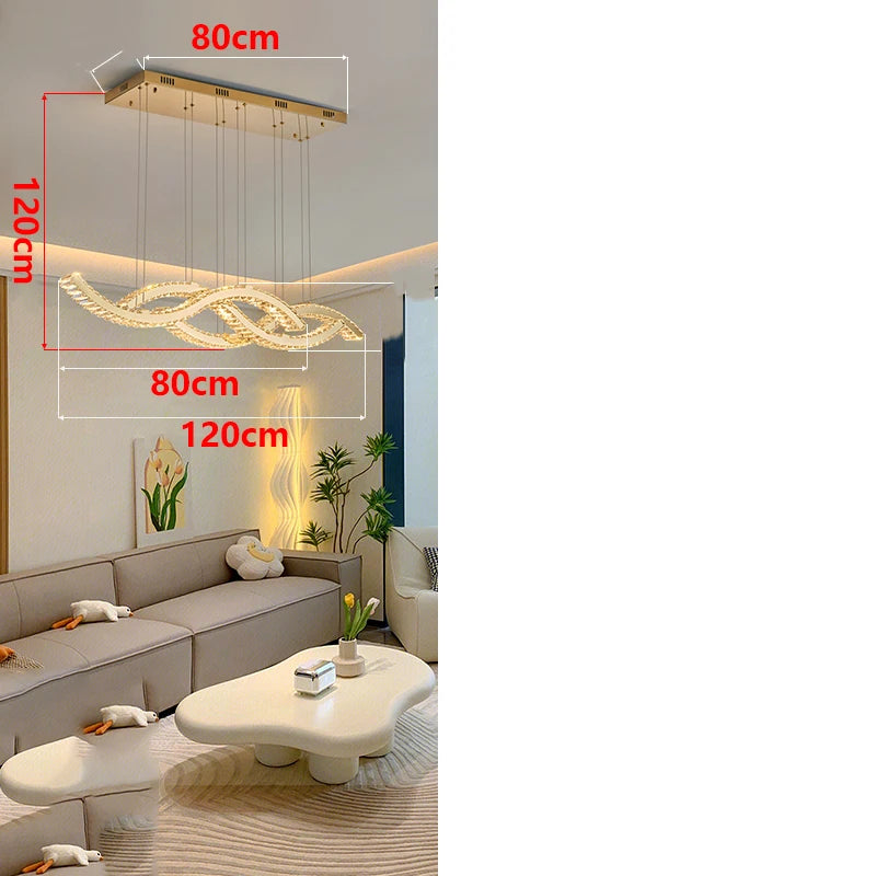 Modern Dimmable Iron Crystal Chandelier Corded Pendant Warm-Cool White LED Ceiling Light Fixtures/Colors-Clear/Gold/Black