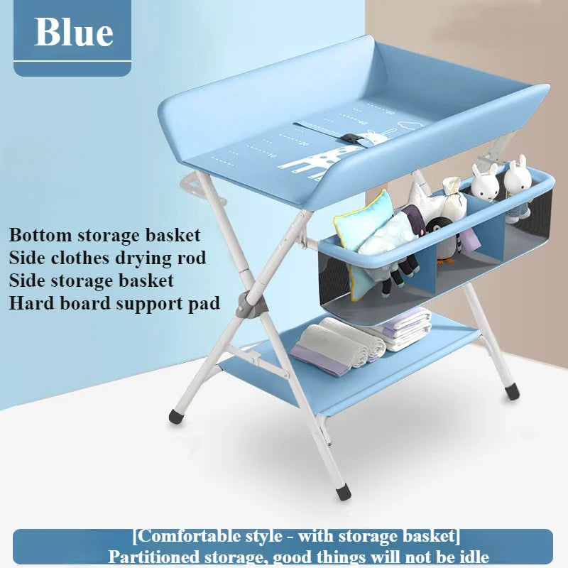 Babies-Toddlers Metal Frame Waterproof Portable Height Adjustable Collapsible Diaper Changing Tables/ Swivel Wheels/Drying Rack /Large Storage Options/Colors-Green/Gray/Pink/Blue/White/Ages: Newborn 0-3 Years Old