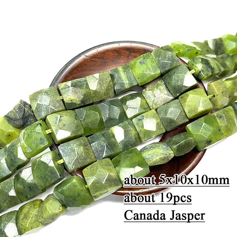 Wholesale 100% Natural Green Jade Cylinder Square Irregular Faceted Round Stone Beads for Jewelry Making Diy Bracelet Charms