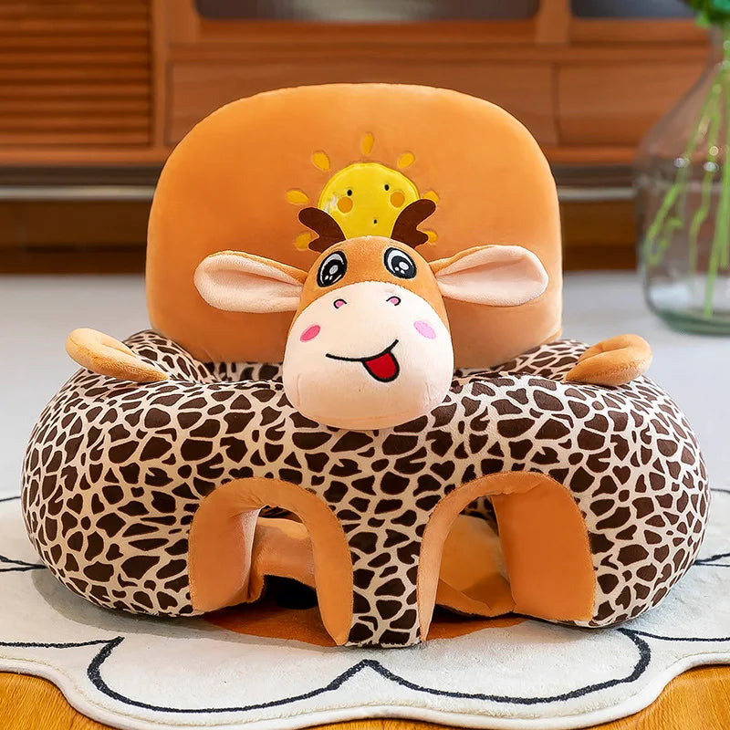 Babies-Preschoolers Upholstered Soft Velvet Fabric Electric Embroidery Cute Cartoon Animal Face Images Learning Seat Chairs/Ages: Newborn 0-3 Years + Older/Colors-Orange/Green/Gray/Black/Brown/Red/Multicolor/Checkered/Animals