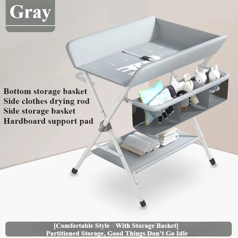 Babies-Toddlers Metal Frame Waterproof Portable Height Adjustable Collapsible Diaper Changing Tables/ Swivel Wheels/Drying Rack /Large Storage Options/Colors-Green/Gray/Pink/Blue/White/Ages: Newborn 0-3 Years Old