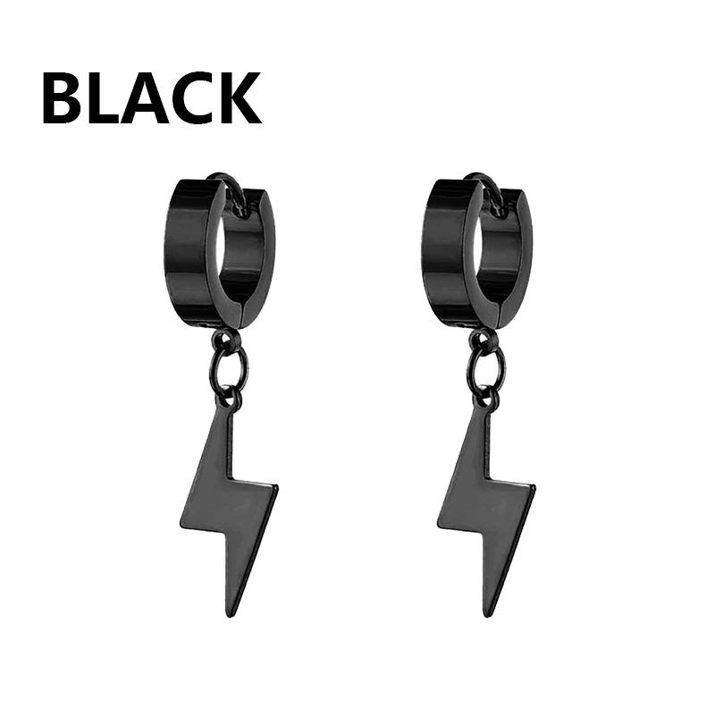 Unisex Metal Stainless Steel Imitation Black Studded Punk Earrings