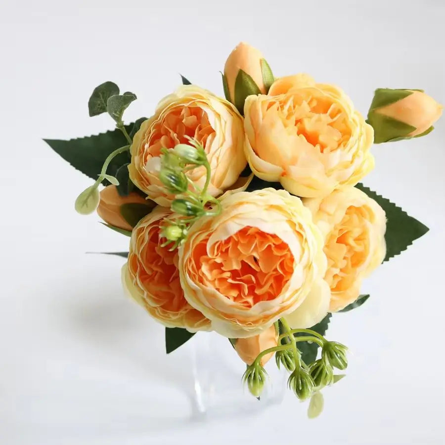 Artificial Floral Rosales Silk-Plastic-Wire Peony Rose Bouquets
