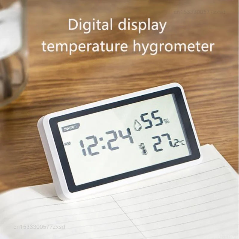 DELI Digital Large Screen Electronic Thermometer Hygrometer Weather Sensor LCD Digital Display Stand-Hang Wall Clocks/Colors-White/Black