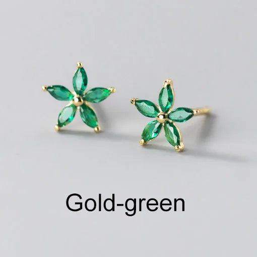 INZATT Real 925 Sterling Silver Colourful Zircon Star Stud Earrings For Women Party Trendy Fine Jewelry Minimalist Accessories