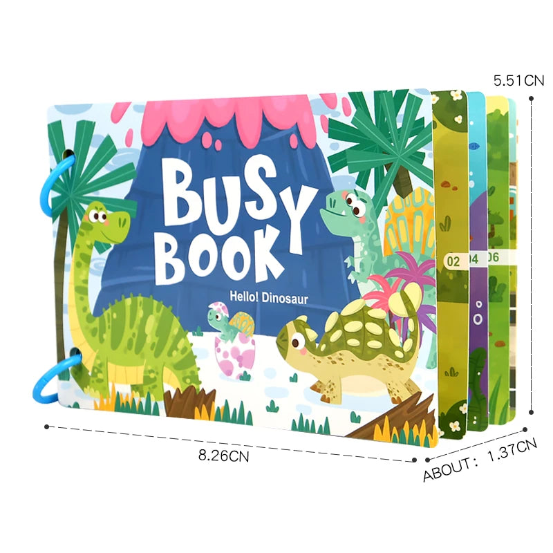 Parent-Child Interaction 3 Rings Early Education Cardboard Paper 6 Themes Quiet Busy Book Brain Development Puzzle Sticker Books/Ages: 3-12 Years Old/ Colors-Multicolor/Blue/Animals