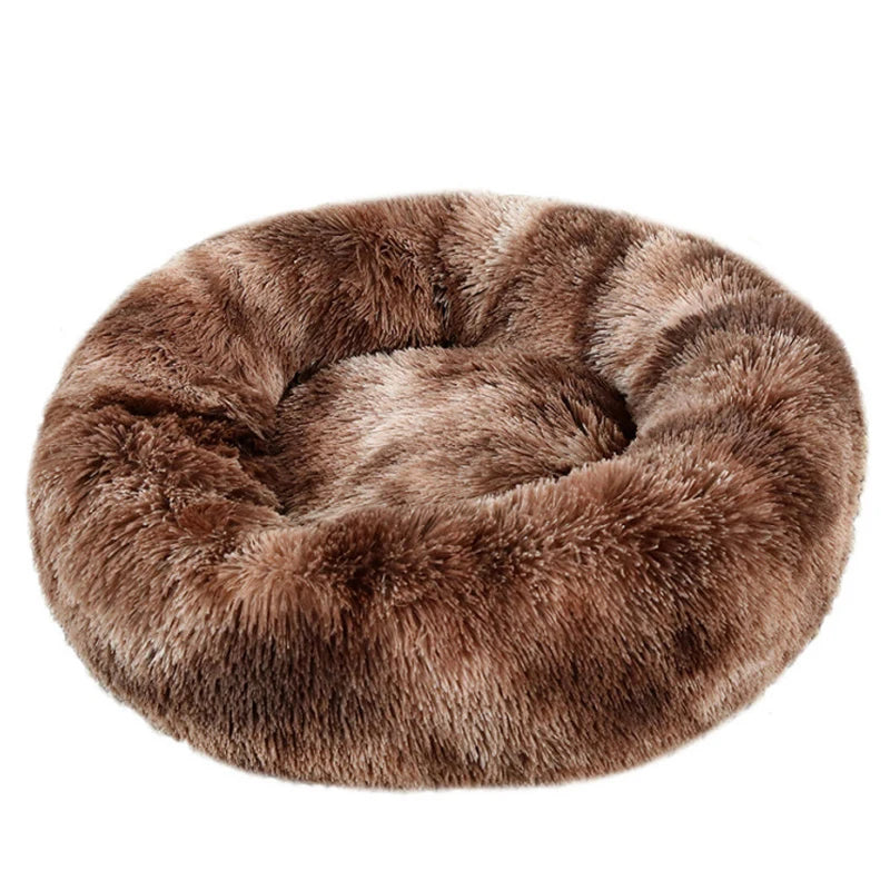 Cats-Dogs Round Washable Soft Cotton Lining Warm Plush Anti-Slip-Waterproof Bottom Beds /Colors-Gray/Dark Gray/Brown/White/ Pink/Tie Dyed/Light Apricot/Coffee/6 Sizes To Choose