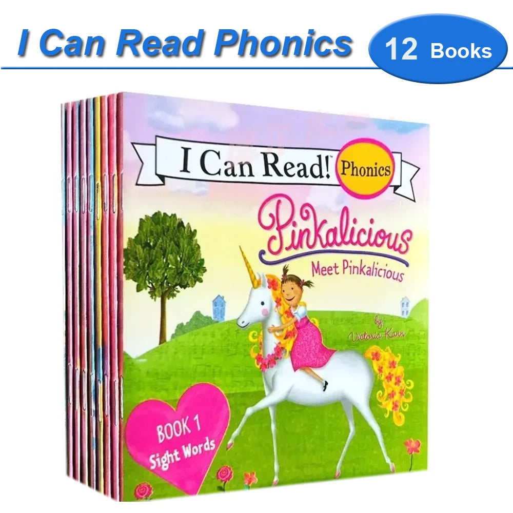 Kids 12 PCS Multicolor Paperback Educational My Very First English Picture Books-I Can Read Phonics Sets/ 12 Pages Per Book/Ages: 3-12 Years Old