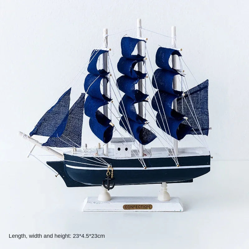 Wood/Fabric Nautical Sailboat Models/Colors-White/Black/Blue