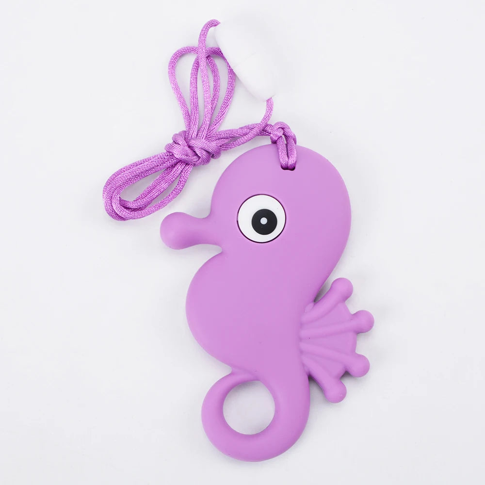 Animal Shaped Baby Silicone Teether Necklaces/Ages: Newborn-3 Years Old/Colors-Multicolor/Brown/Blue/Green/Purple/Pink