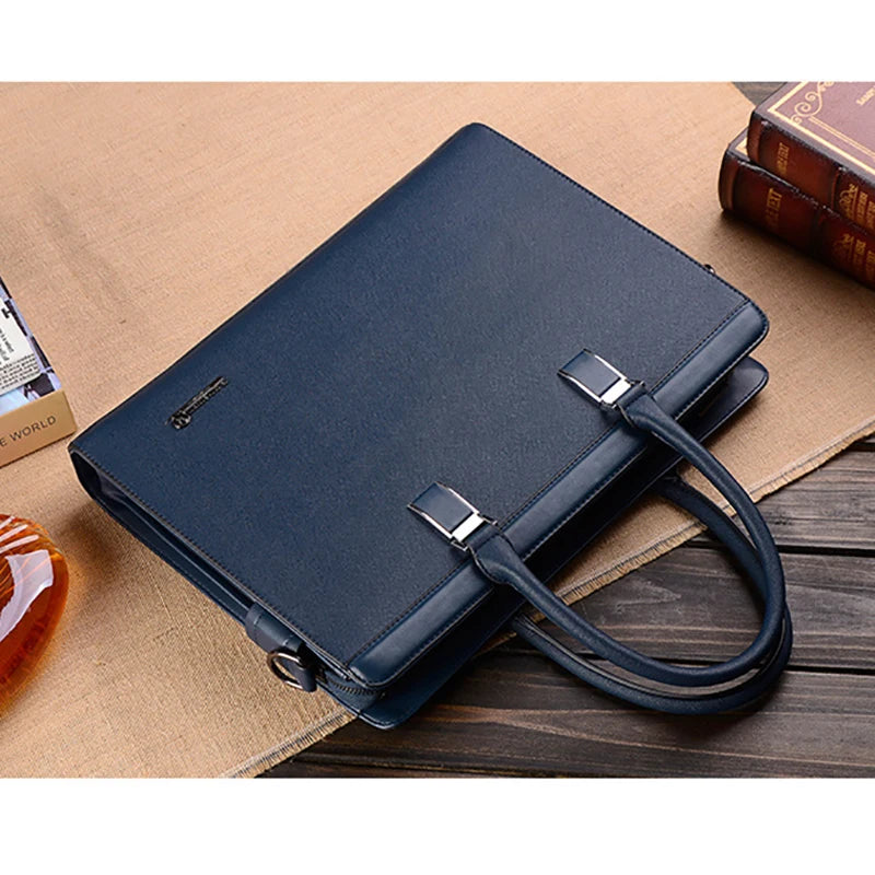 Men PU Leather Briefcases Polyester Shoulder Bag /Crossbody Strap-Handle /A4 Paper/For Tablets/Colors-Black/Blue