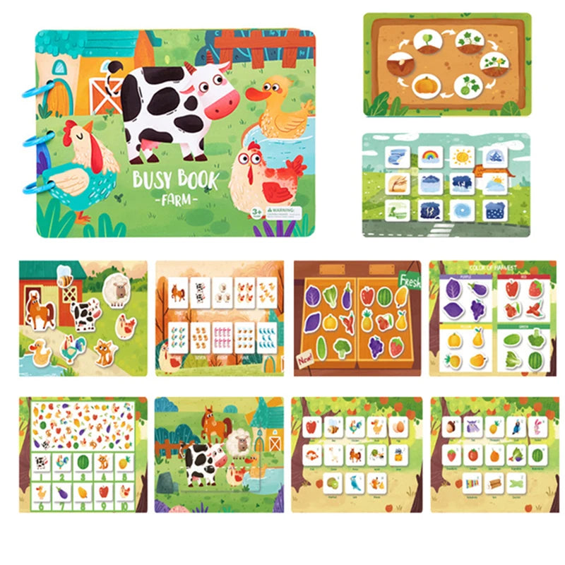 Montessori Kids Plastic Felt Fabric My First Quiet Busy Cardboard Early Education Matching Games Book /Ages: 3-Years-School-Age Older/ 15 Pages Book-30 Pages Book
