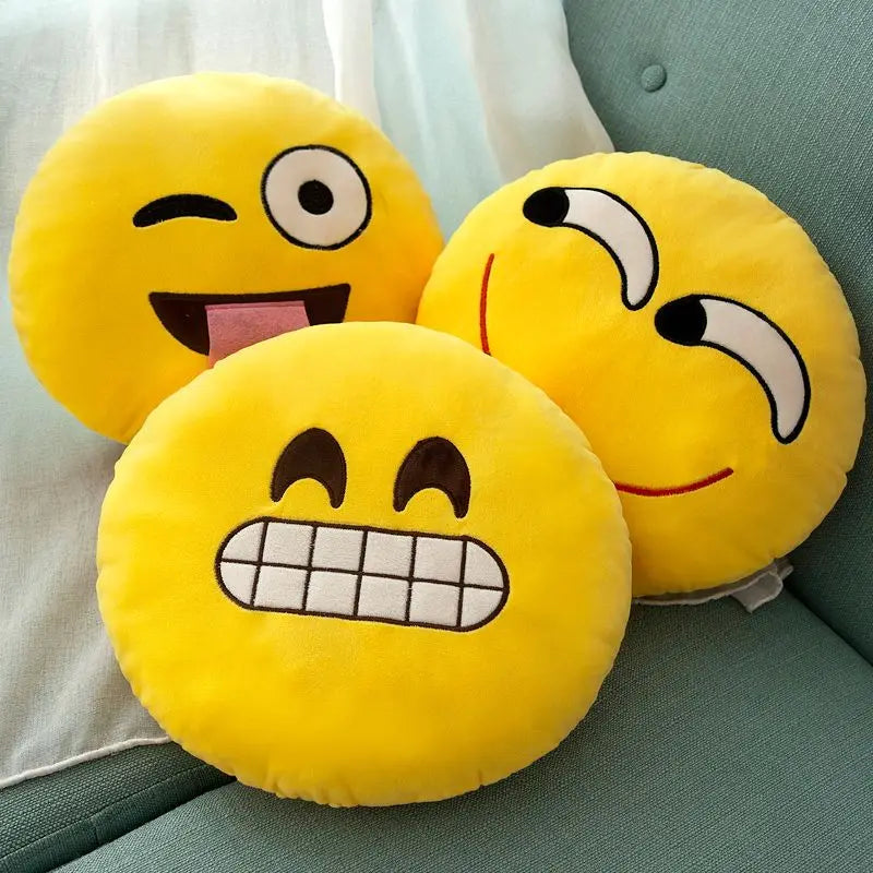 Yellow Polyester Cartoon Emoji Funny Soft Throw Pillows/Cotton Filling