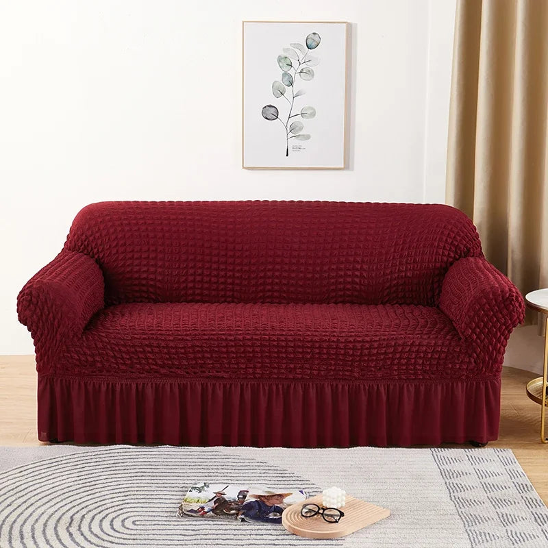 1-4 Seaters Small-X Large Solid Color Printed Polyester-Spandex Elastic Stretch Sofa L-Shape Slipcovers/Colors-Gray/White/Beige/Brown/Pink/Red