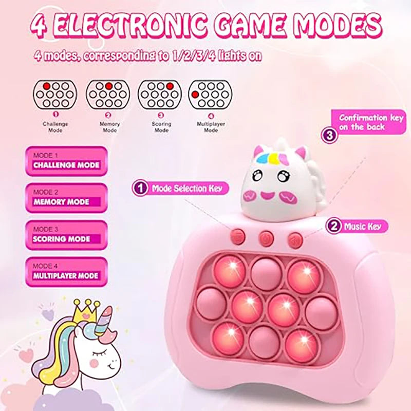 LED Display Screen Blue Hippo Animal Electronic Pop Quick Push Game Console Fidget Toys/Ages: 6-12 + Years Older