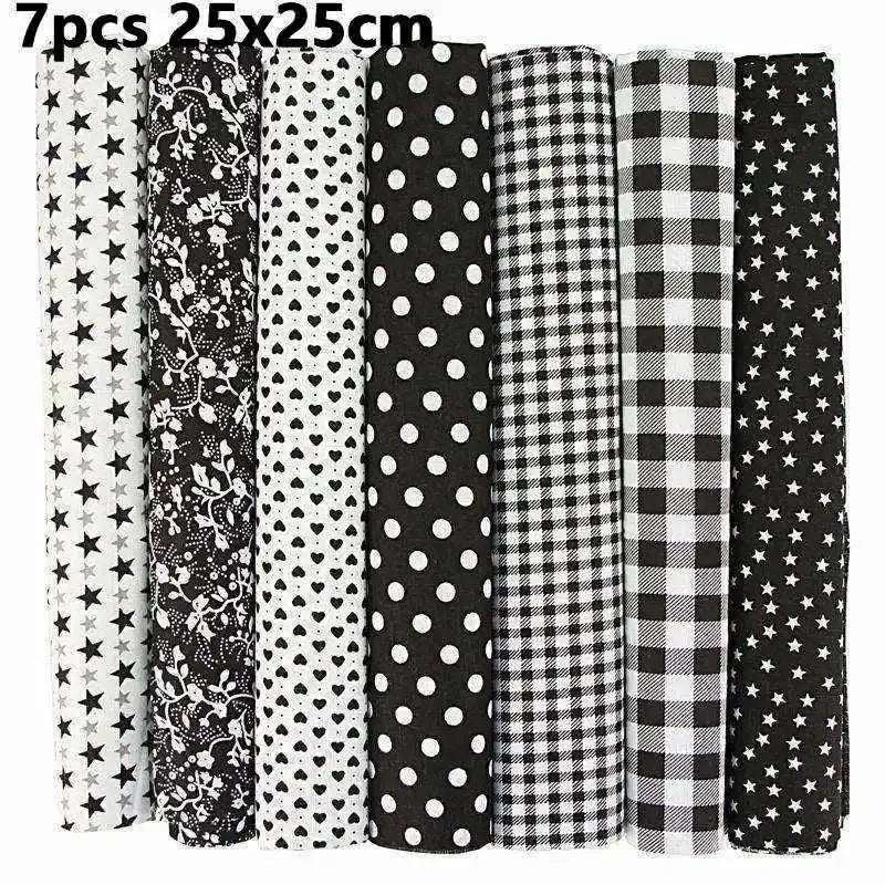 1-Set 7 Different Colors Handmade Anti-Static 100% Cotton Plain Dyed Woven Printed Quilting Brocade Fabric Squares/Colors-Multicolor/Floral/Animal/Orange/White/Gray/Red