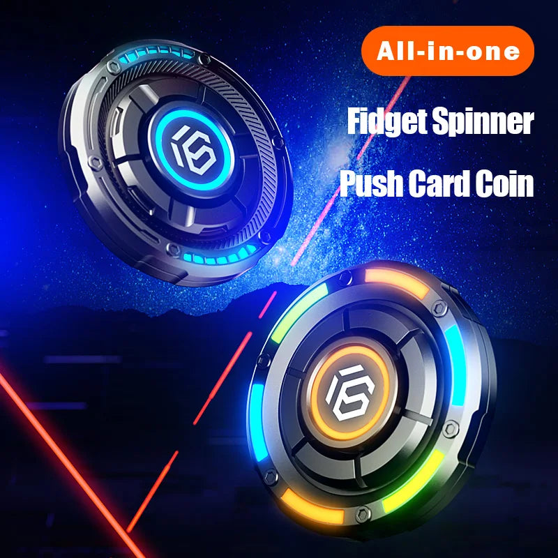 YIJOO 3 In 1 Round Aluminum Hand Twist RGB Mechanical Roulette Glowing Tricolor Switchable Lighting-Sound Effects Pushing Eye-Hand-Finger Spinning Toys/Colors-Black/Gray/Silver/Ages: Young Adults 13-18 + Years Older