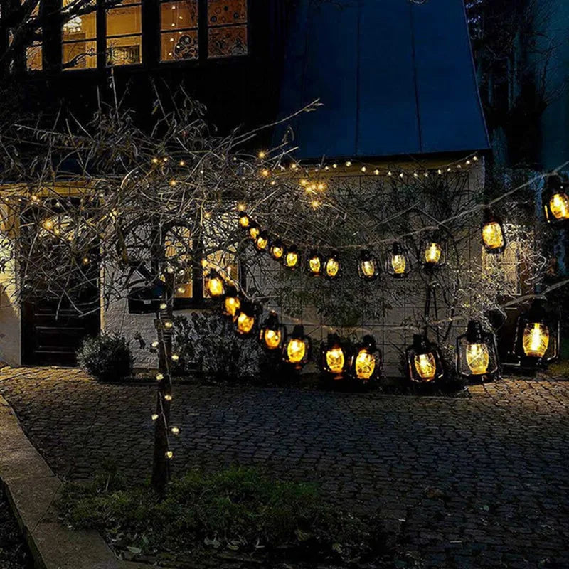 10/20/30/40 Led Lantern String Lights Mini Kerosene Lamp For Outdoor Patio Garden Holiday Wedding Party Christmas Decorations