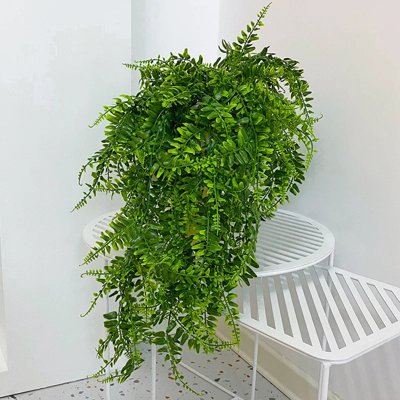 Artificial Green Persian Fern Plastic Non-Flowering Hanging Garland Vine Leaf Plants