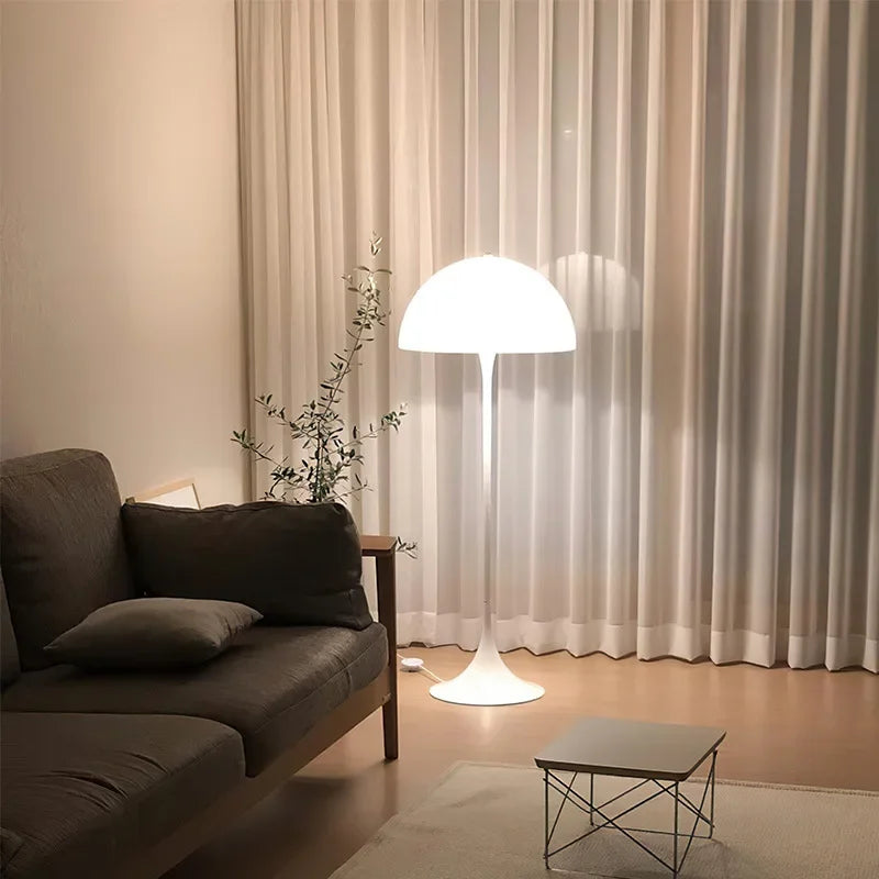 Modern Danish White Mushroom Shaped Down Up-Down Shade Dimmable LED Round Aluminum Iron Base Floor Lamps/LED Bulbs Included