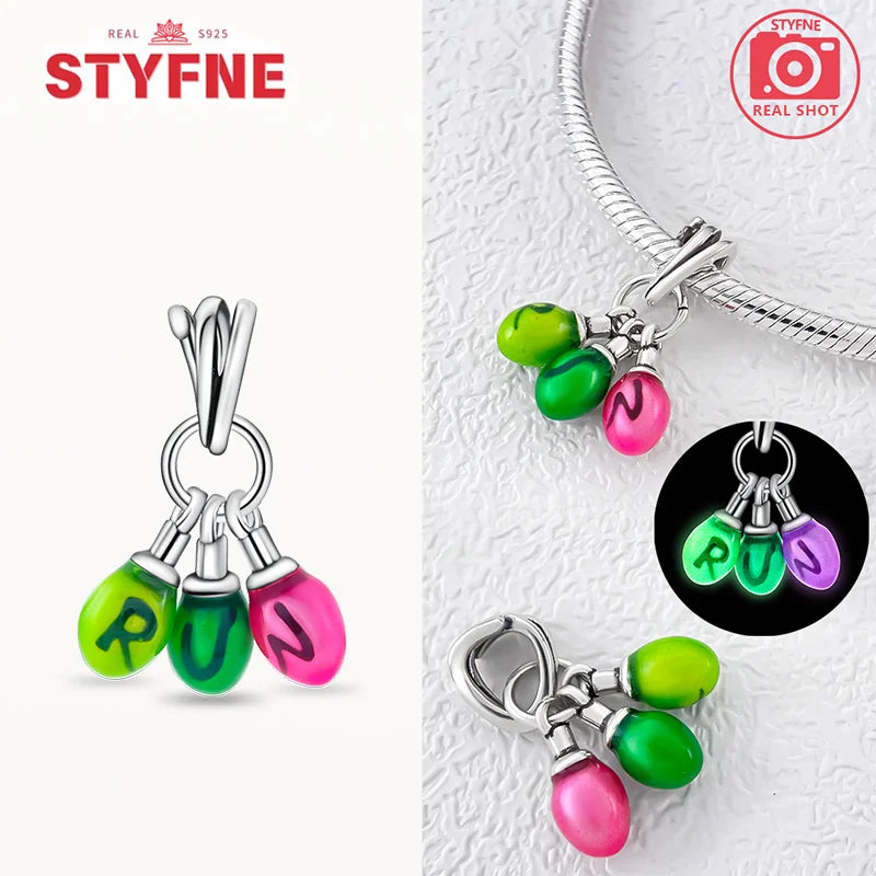 925 Sterling Silver Firefly Charms Glow in The Dark Pendant For Original Bracelet for Women fine Jewelry Love Gifts Diy