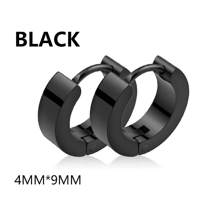 Unisex Metal Stainless Steel Imitation Black Studded Punk Earrings